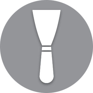 Spatula sign icon. Wall repair tool symbol. Circle flat button with shadow. Modern UI website navigation. Vector